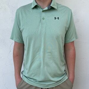 Men's Under Armour Seafoam Green Short Sleeve Golf Polo Shirt Size Large